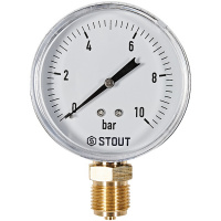 STOUT Манометр радиальный. Корпус Dn 80 мм 1/2 , 0...10 бар, кл.2.5