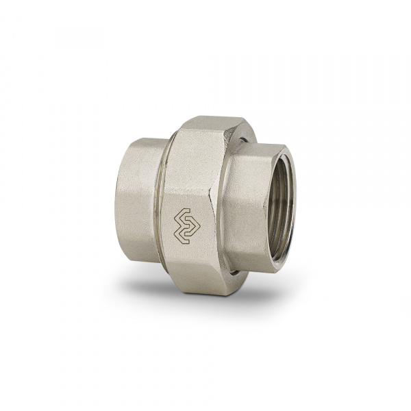 Прямое разъемное соединение Varmega ВР-ВР 1/2", с уплотнением o-ring, никелированное